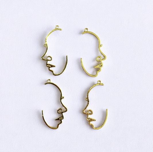 RB62 - Pack of 4 - Half Face Beauty Charm - ClartStudios - Polymer clay Jewellery