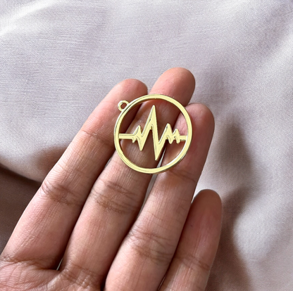 RB52 - Pack of 4 - Heart Beat Alloy Hollow Bezel/Charm - ClartStudios - Polymer clay Jewellery
