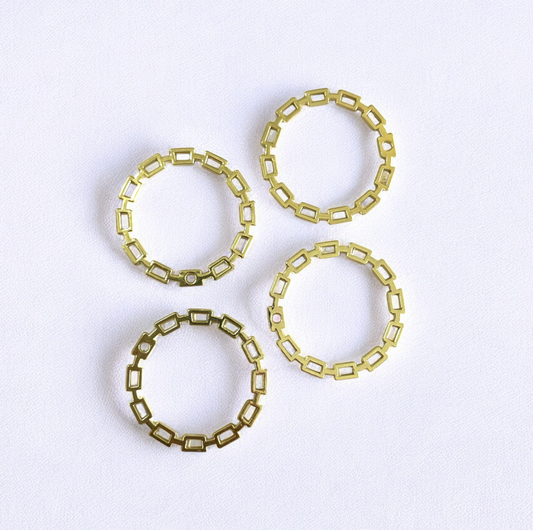 RB59 - Pack of 4 - Pattern Net Circle Alloy Hollow Bezel / Charm - ClartStudios - Polymer clay Jewellery