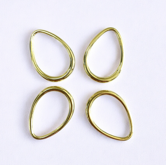 RB53  - Pack of 4 - Drop Alloy Hollow Bezel / Charm - ClartStudios - Polymer clay Jewellery