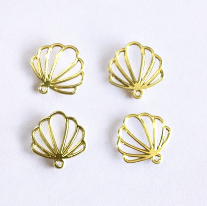 RB55  - Pack of 4 - Shell Hollow Bezel / Charm - ClartStudios - Polymer clay Jewellery