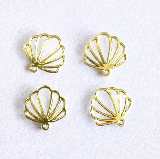 RB55  - Pack of 4 - Shell Hollow Bezel / Charm - ClartStudios - Polymer clay Jewellery