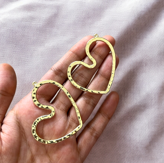 RB51  - Pack of 2 - Heart Big Hollow Bezel / Charm - ClartStudios - Polymer clay Jewellery