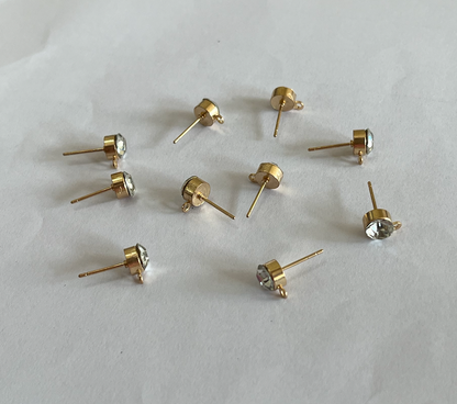 SS61-  Pack of 10 - Alloy Classic Rhinestone Studs - ClartStudios - Polymer clay Jewellery