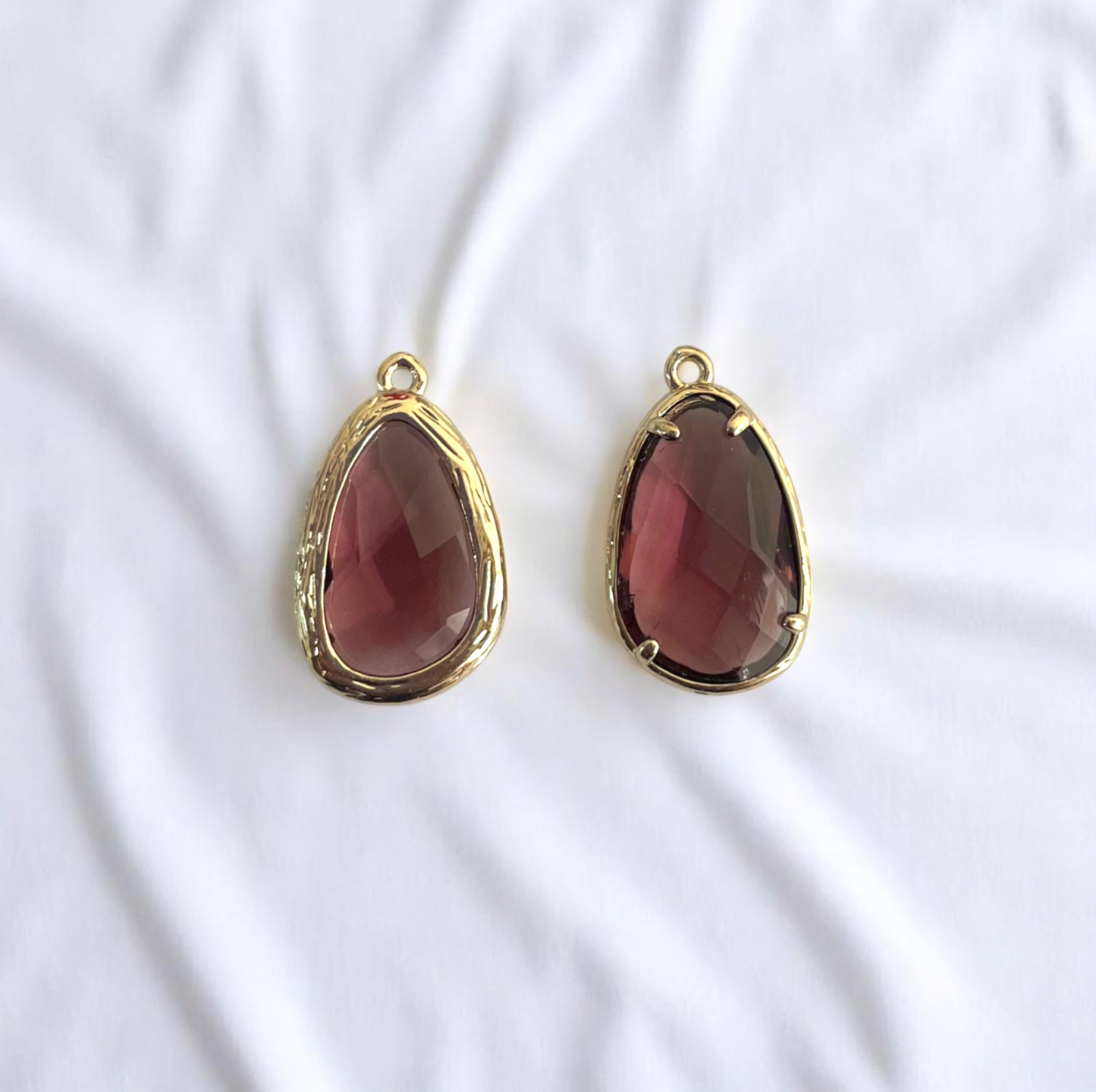 GC03- Wine Brown Drop Glass Crystal (1pc) - ClartStudios - Polymer clay Jewellery