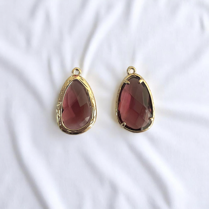 GC03- Wine Brown Drop Glass Crystal (1pc) - ClartStudios - Polymer clay Jewellery