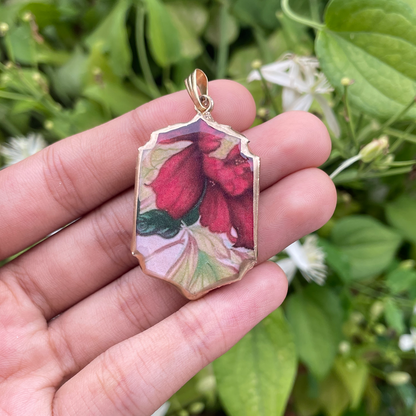 Floral Motif Shaped - Cold Porcelain Charms Pendant (With Bail) - ClartStudios - Polymer clay Jewellery