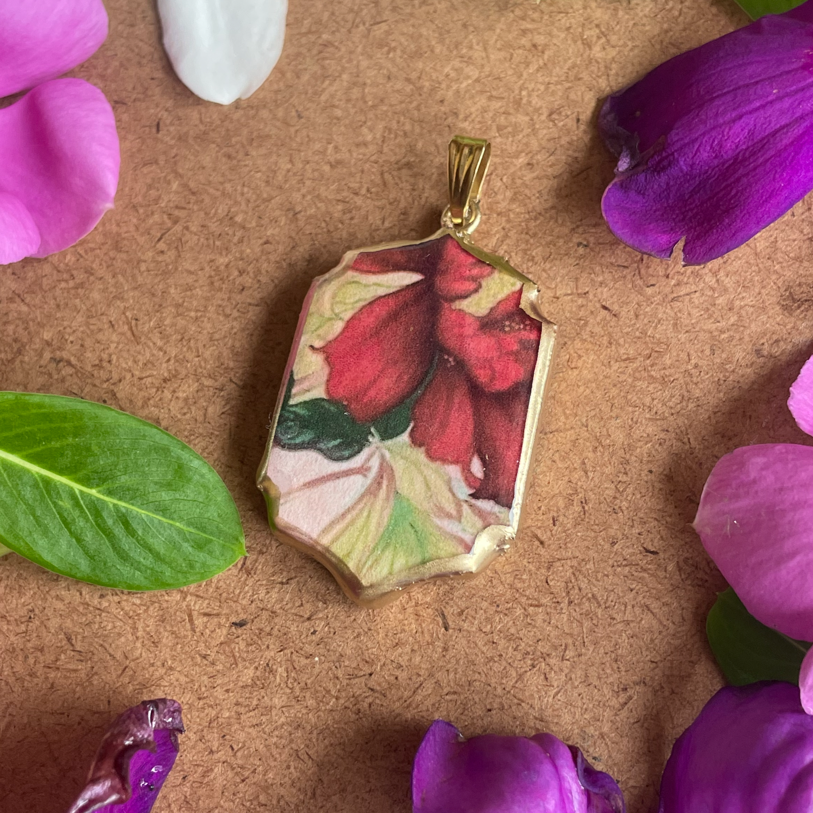 Floral Motif Shaped - Cold Porcelain Charms Pendant (With Bail) - ClartStudios - Polymer clay Jewellery