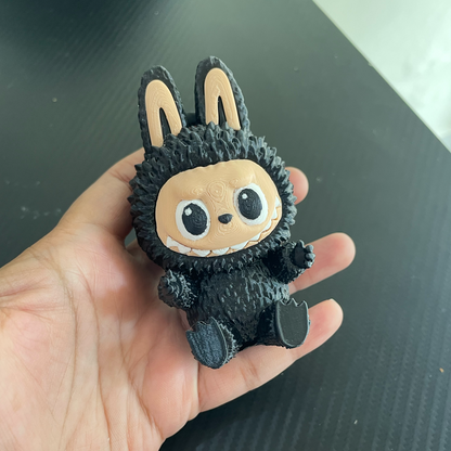 3D Printed Labubu Charm – Black (Dispatch Time 4-5 days) - ClartStudios - Polymer clay Jewellery