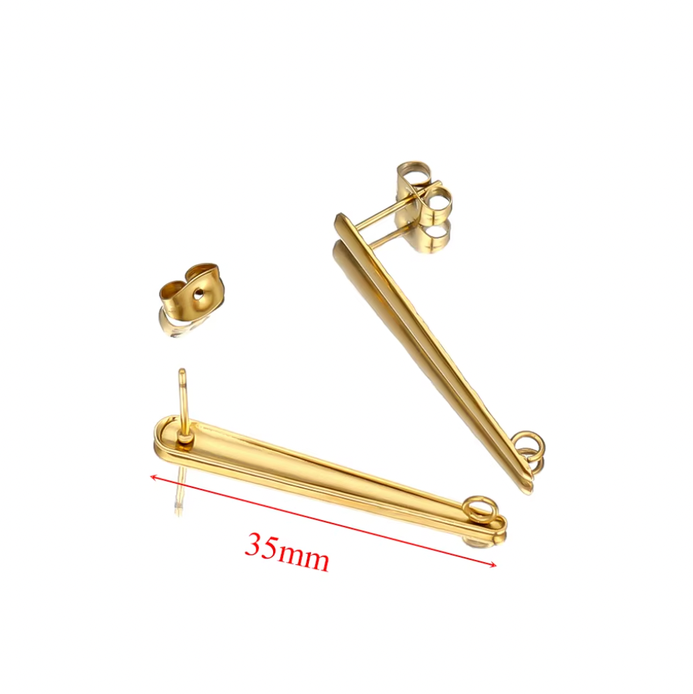 SS.29 (Pack of 2 pairs) Hanging Stainless Steel Studs Earrings (Anti Tarnish) - ClartStudios - Polymer clay Jewellery