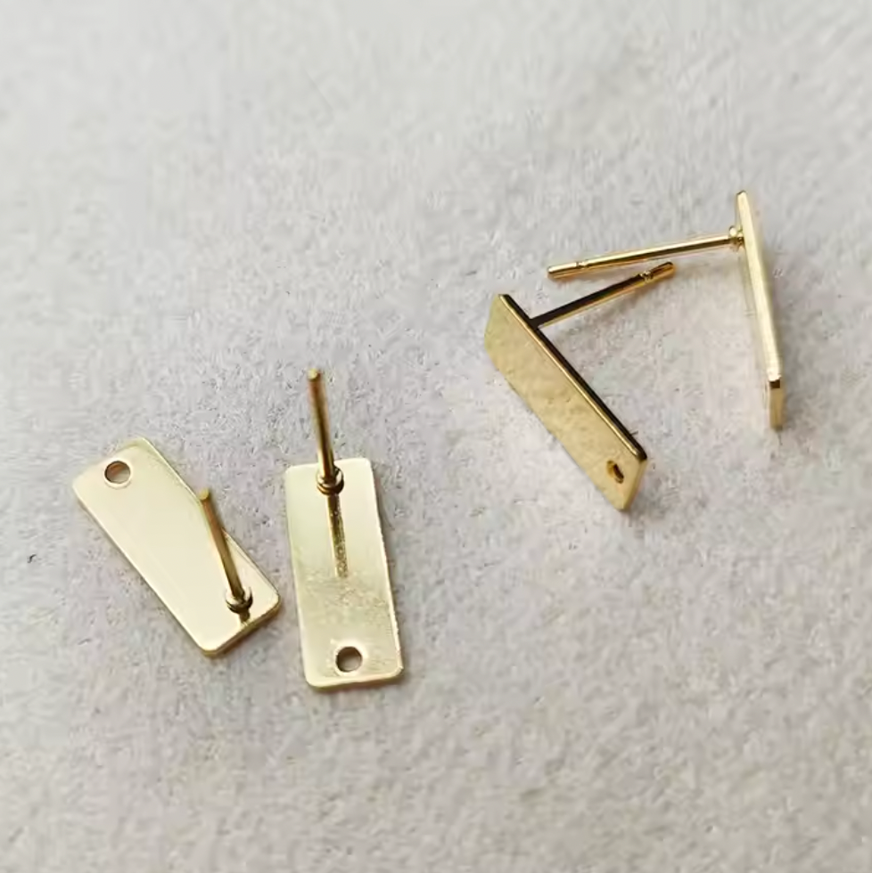 SS.32 (Pack of 2 pairs) Rounded Rectangle Stainless Steel Studs Earrings (Anti Tarnish) - ClartStudios - Polymer clay Jewellery