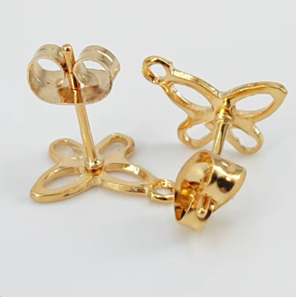 SS.25 (Pack of 2 pairs) Butterfly Hollow Stainless Steel Studs Earrings (Anti Tarnish) - ClartStudios - Polymer clay Jewellery