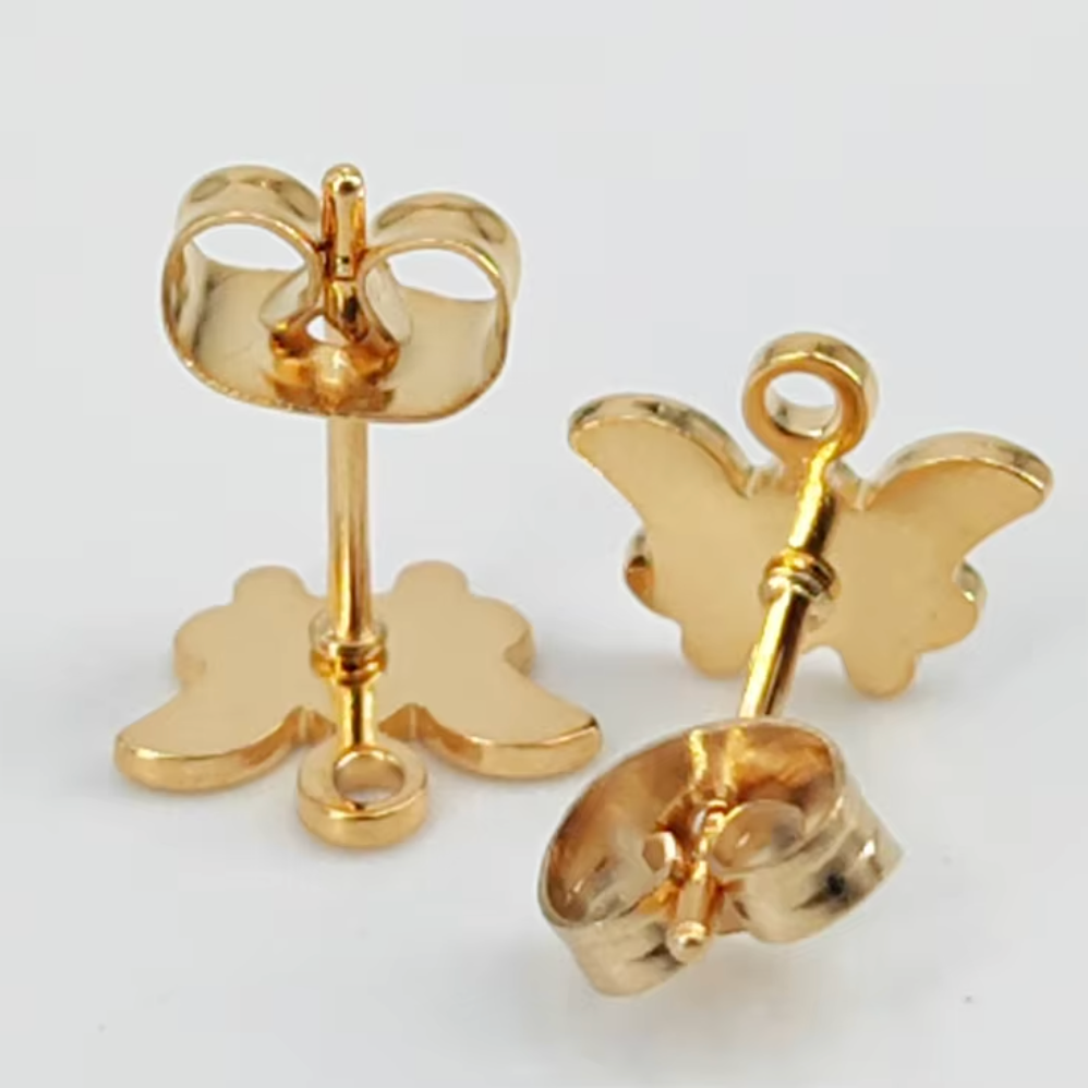 SS.31 (Pack of 2 pairs) Butterfly Filled Stainless Steel Studs Earrings (Anti Tarnish) - ClartStudios - Polymer clay Jewellery