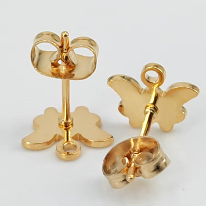 SS.31 (Pack of 2 pairs) Butterfly Filled Stainless Steel Studs Earrings (Anti Tarnish) - ClartStudios - Polymer clay Jewellery