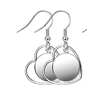 DY02 - (Pack of 2 pair) Heart Anti Tarnish Stainless Steel Earring Base ( Silver) - ClartStudios - Polymer clay Jewellery