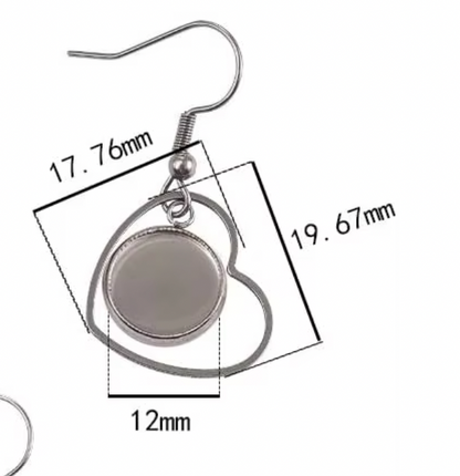 DY02 - (Pack of 2 pair) Heart Anti Tarnish Stainless Steel Earring Base ( Silver) - ClartStudios - Polymer clay Jewellery