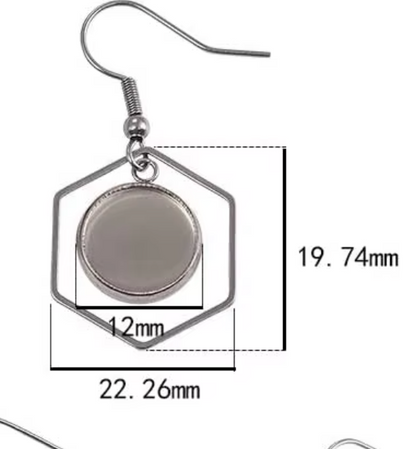 DY04 - (Pack of 2 pair) Hexagon Anti Tarnish Stainless Steel Earring Base ( Silver) - ClartStudios - Polymer clay Jewellery