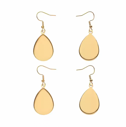 DY06 - (Pack of 2 pair) Drop Anti Tarnish Stainless Steel Earring Base ( Gold Plated) - ClartStudios - Polymer clay Jewellery
