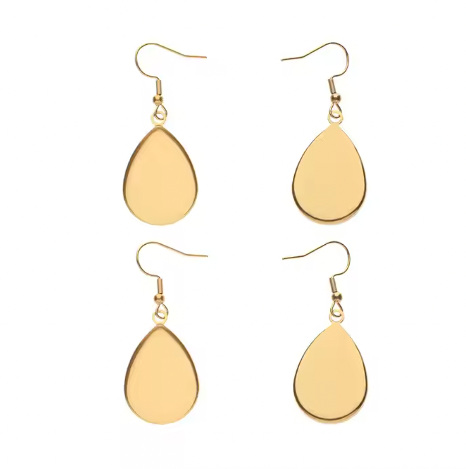 DY09 - (Pack of 2 pair) Small Drop Anti Tarnish Stainless Steel Earring Base (Gold) - ClartStudios - Polymer clay Jewellery