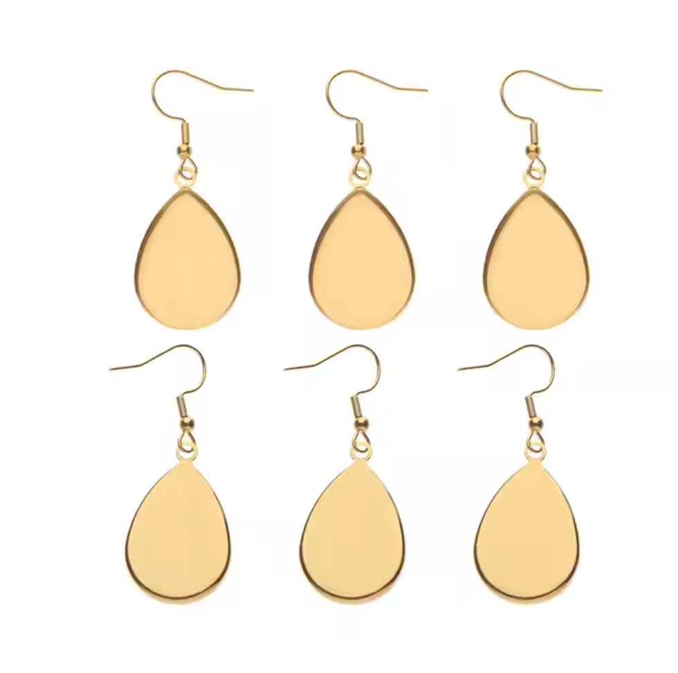 DY09 - (Pack of 2 pair) Small Drop Anti Tarnish Stainless Steel Earring Base (Gold) - ClartStudios - Polymer clay Jewellery