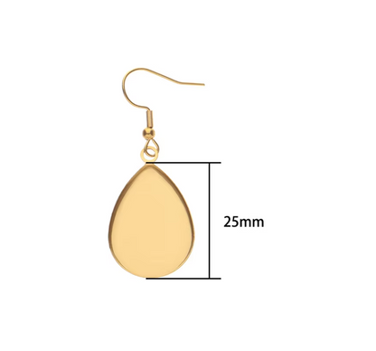 DY06 - (Pack of 2 pair) Drop Anti Tarnish Stainless Steel Earring Base ( Gold Plated) - ClartStudios - Polymer clay Jewellery