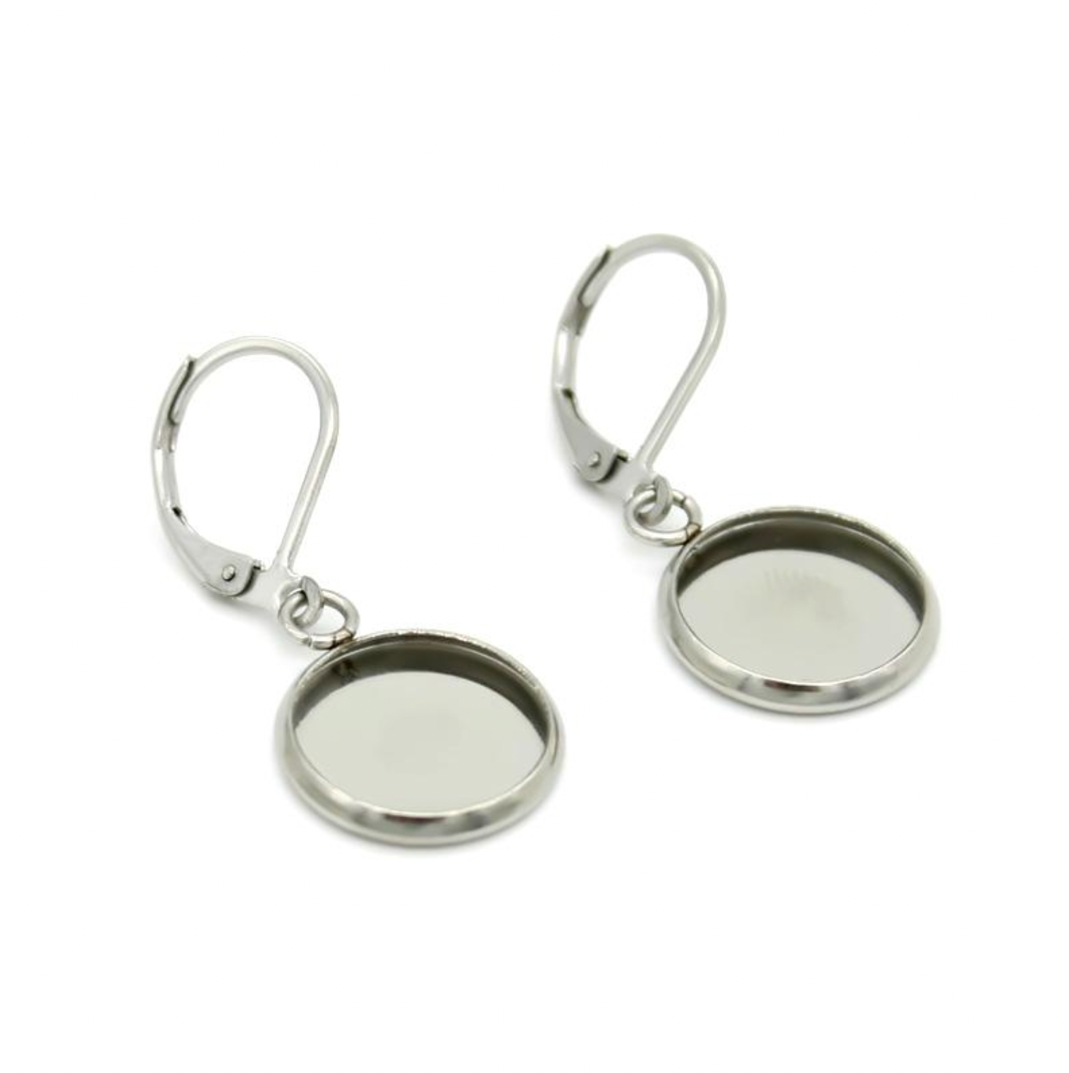 DY08 - (Pack of 2 pair) Circle Anti Tarnish Stainless Steel Earring Base (Silver) - ClartStudios - Polymer clay Jewellery