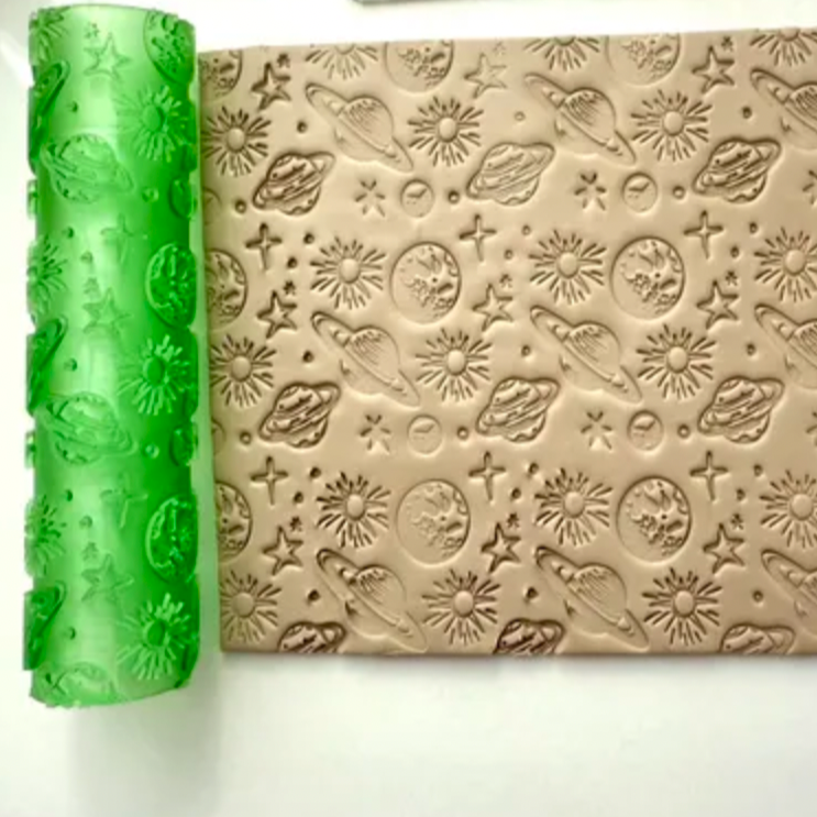 TR 12 - Planets & Stars Texture Roller - ClartStudios - Polymer clay Jewellery