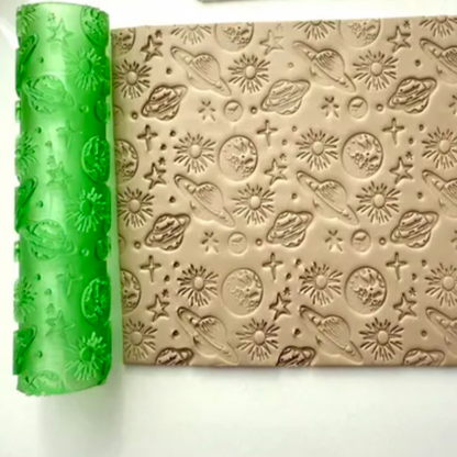 TR 12 - Planets & Stars Texture Roller - ClartStudios - Polymer clay Jewellery