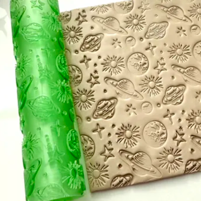 TR 12 - Planets & Stars Texture Roller - ClartStudios - Polymer clay Jewellery