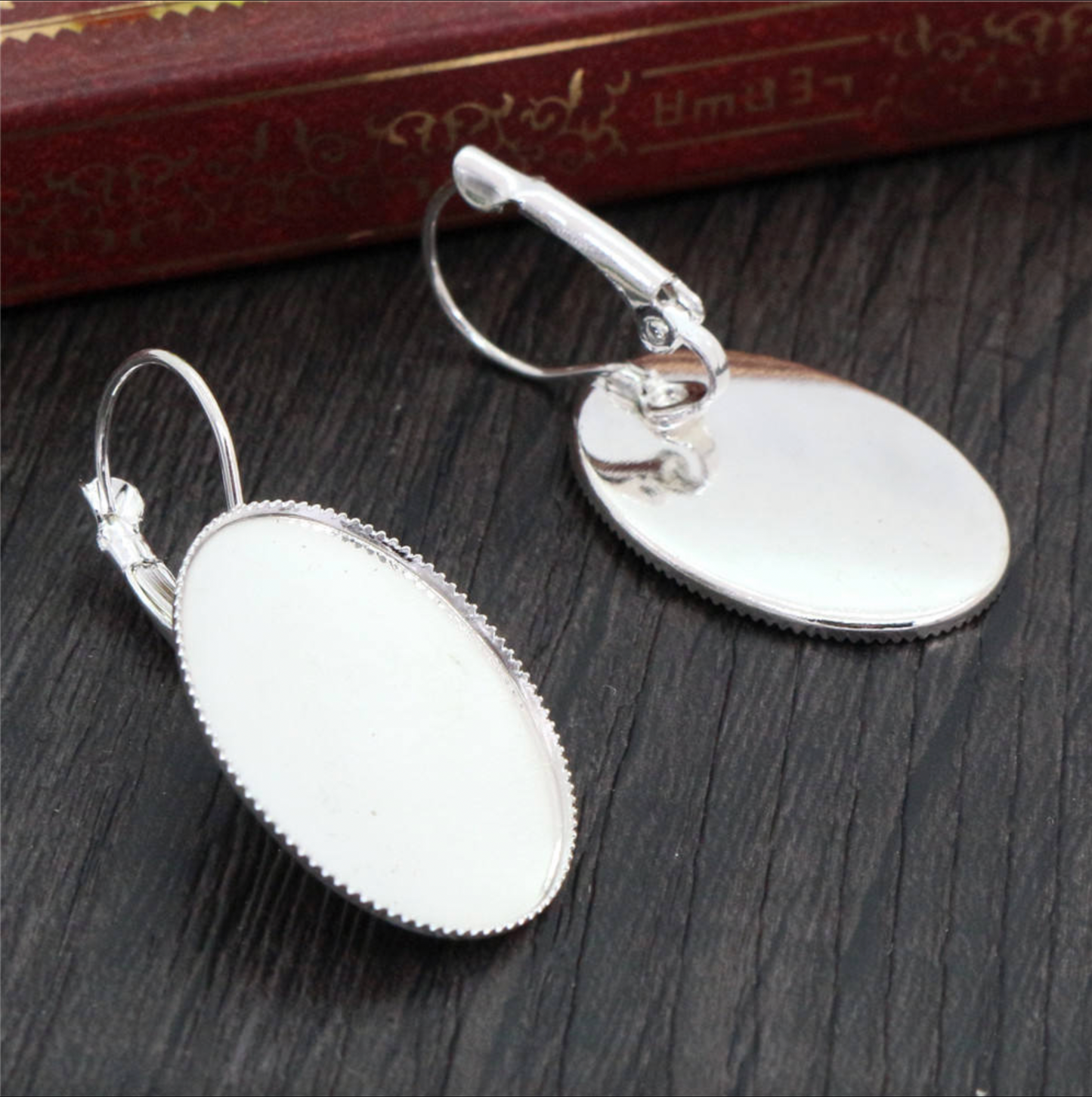 DY16 - Silver Oval Style Earring Base - ClartStudios - Polymer clay Jewellery