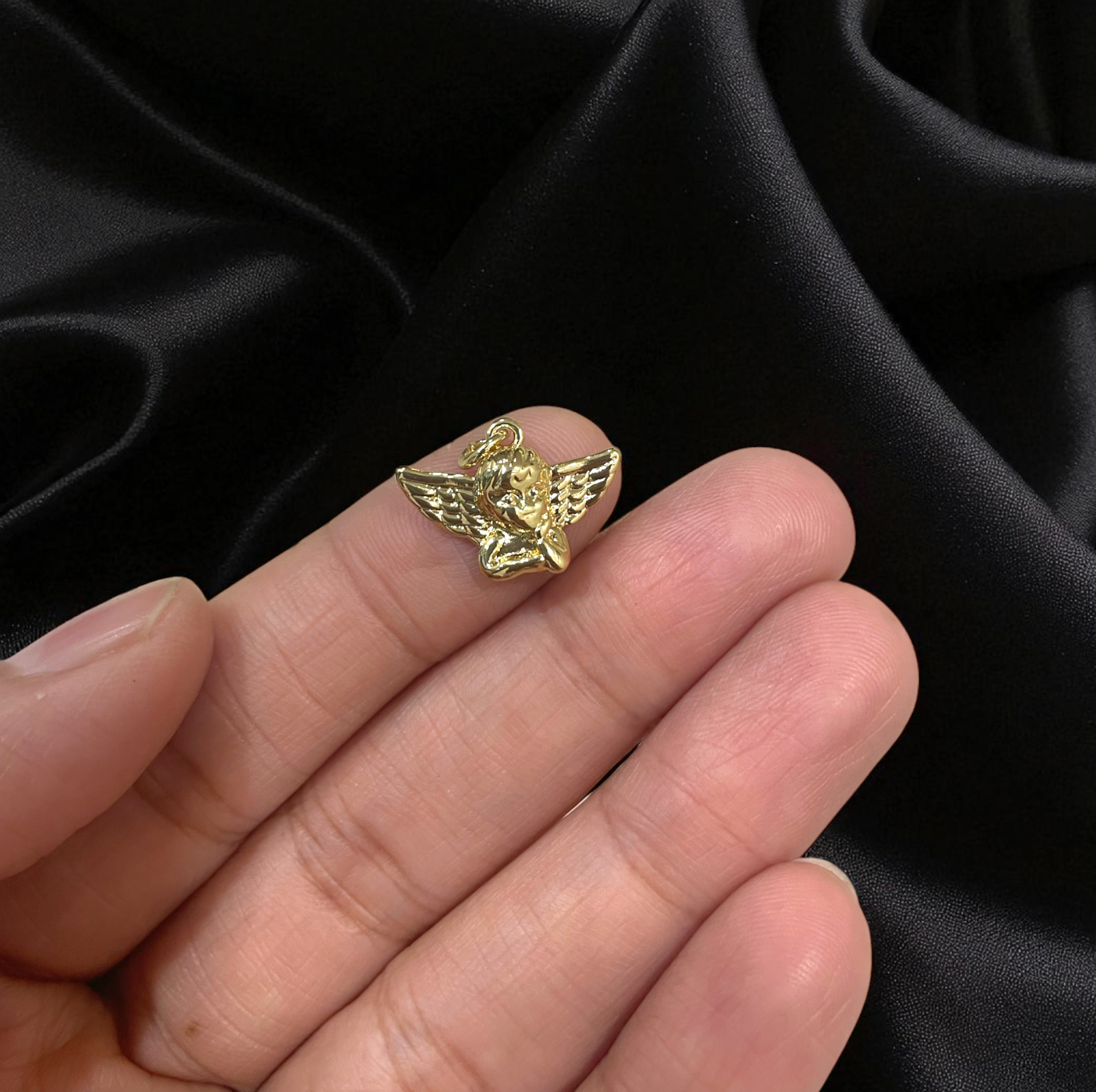 BTF114 - Angel 18k Gold Plated Brass Pendant (Anti Tarnish) - ClartStudios - Polymer clay Jewellery