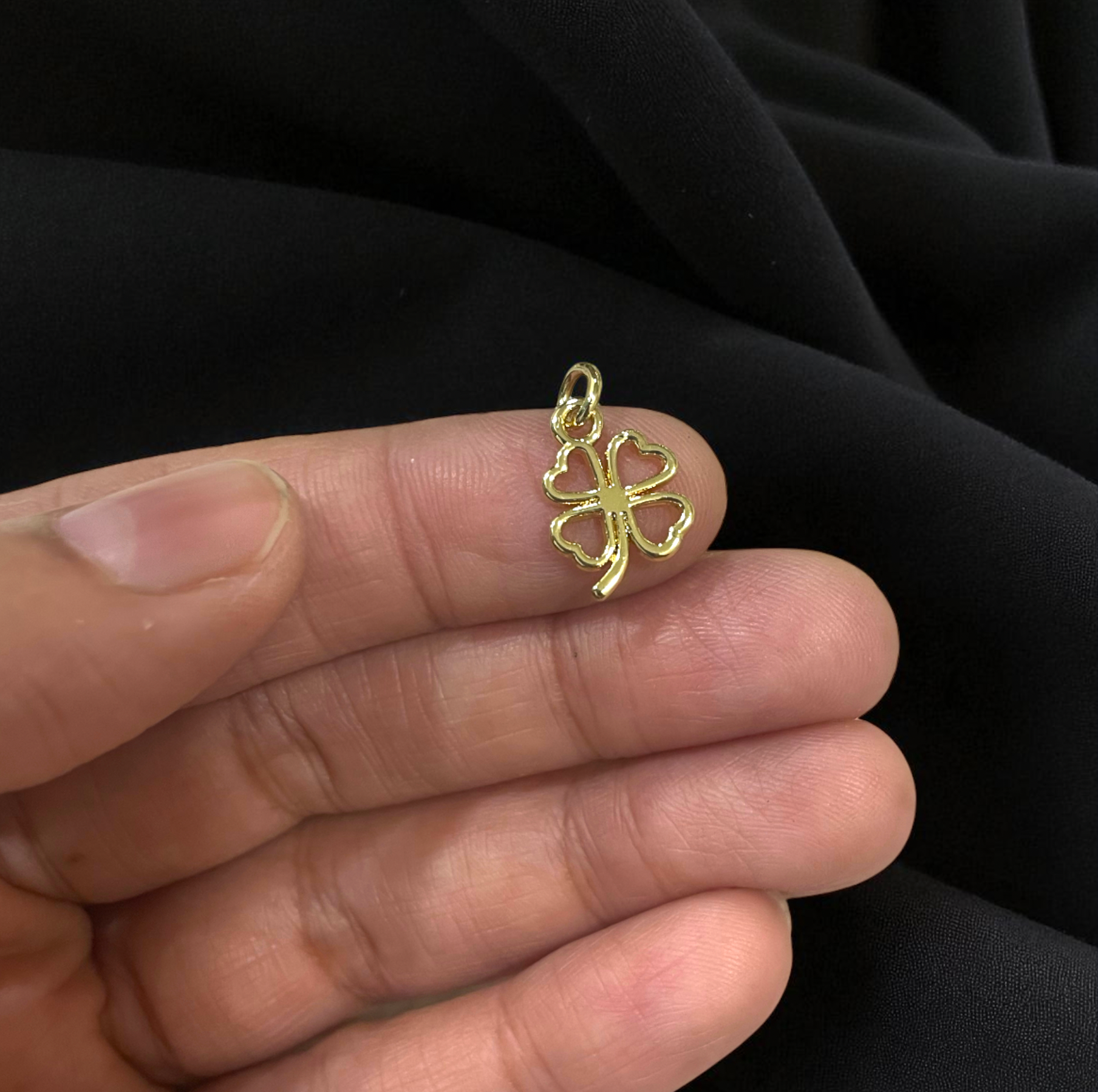 BTF133 - Clover Outline 18k Gold Plated Brass Pendant (Anti Tarnish) - ClartStudios - Polymer clay Jewellery