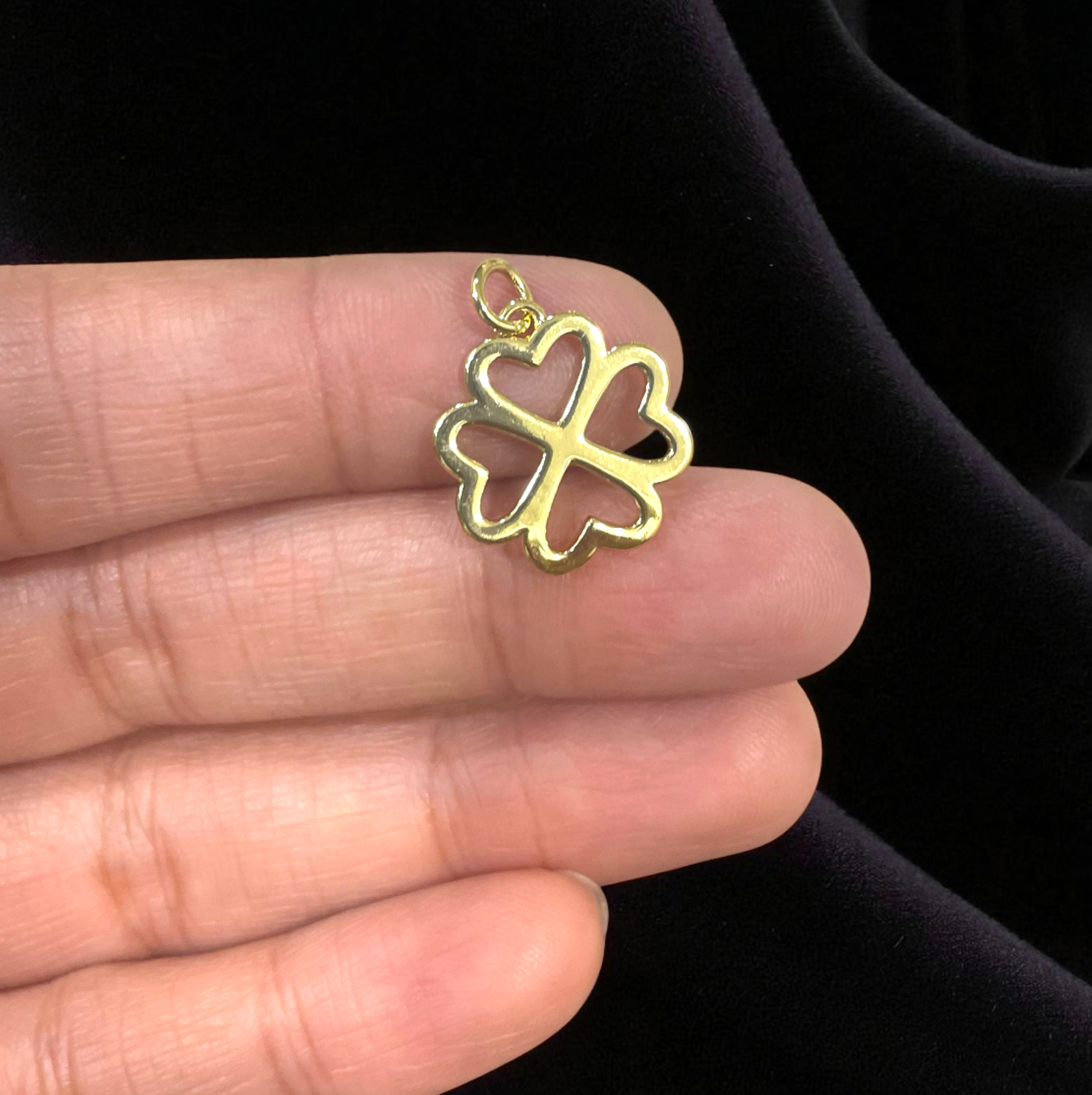 BTF119 - Clover Leaf- 18k Gold Plated Brass Pendant (Anti Tarnish) - ClartStudios - Polymer clay Jewellery