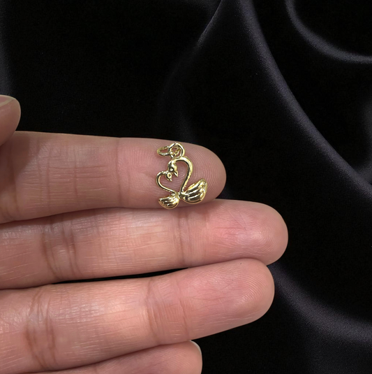 BTF123 - Swans in love - 18k Gold Plated Brass Pendant (Anti Tarnish) - ClartStudios - Polymer clay Jewellery