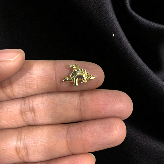 BTF124 -  Dino - 18k Gold Plated Brass Pendant (Anti Tarnish) - ClartStudios - Polymer clay Jewellery