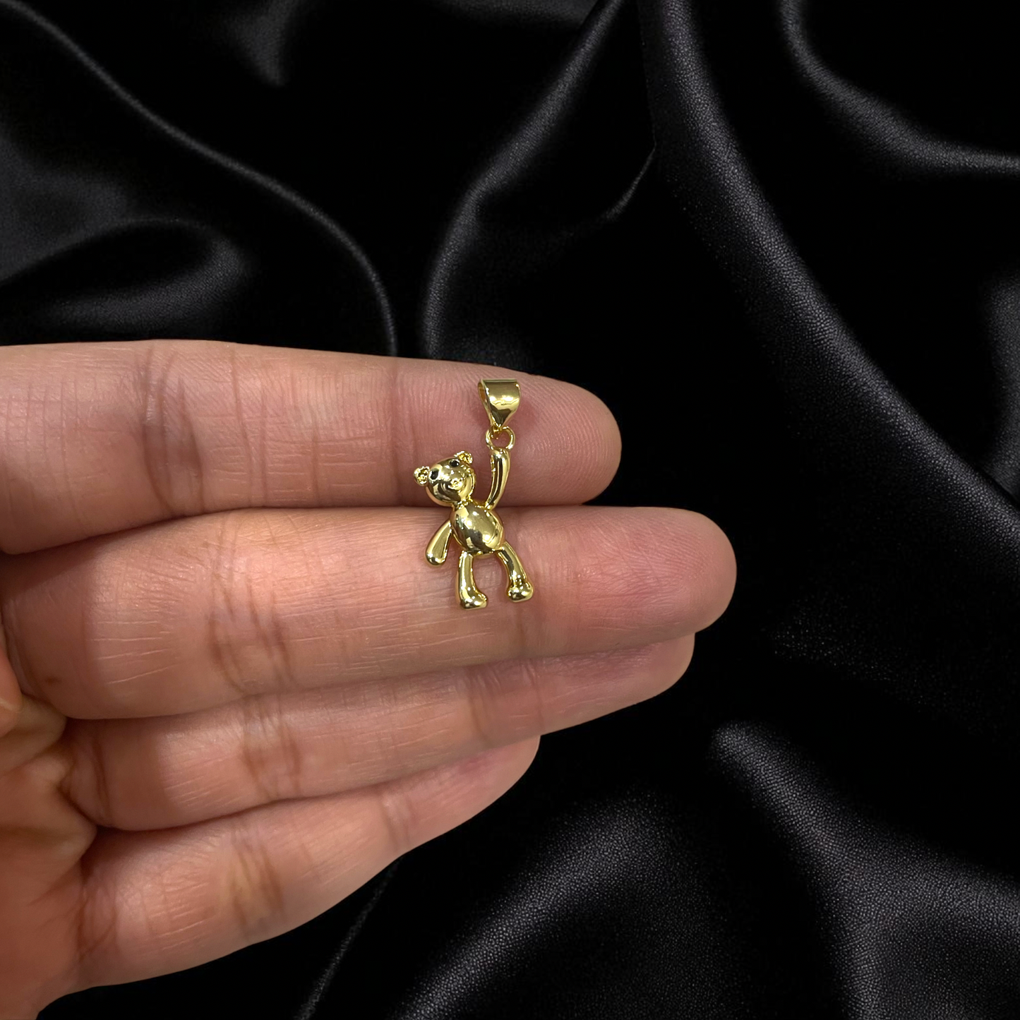 BTF10 - Teddy 18k Gold Plated Brass Pendant with Zircon (Anti Tarnish) (1pc) - ClartStudios - Polymer clay Jewellery