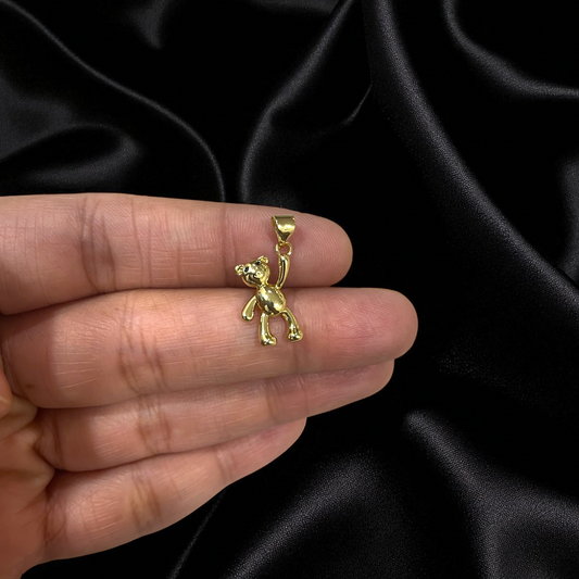 BTF10 - Teddy 18k Gold Plated Brass Pendant with Zircon (Anti Tarnish) (1pc) - ClartStudios - Polymer clay Jewellery