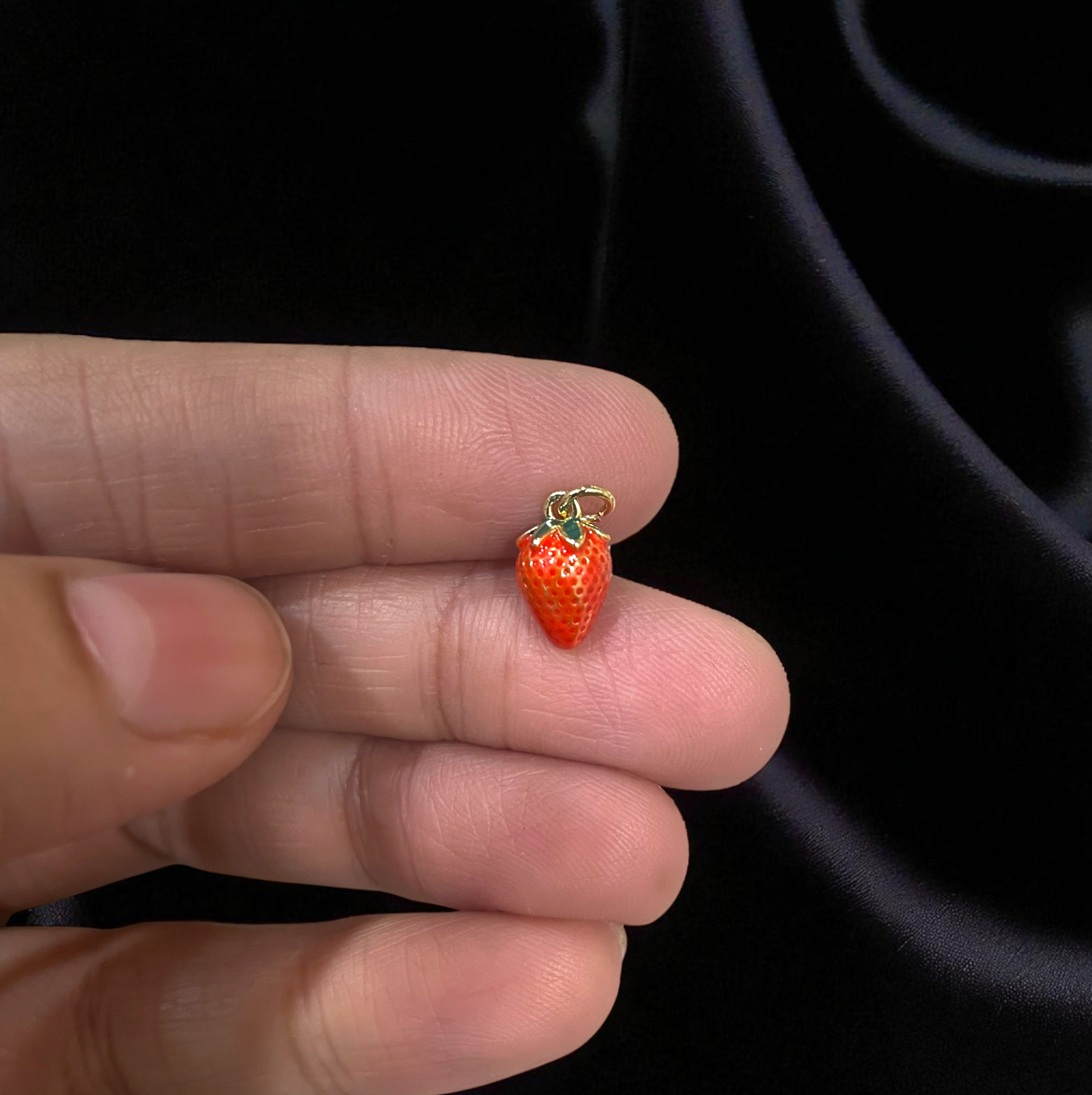 BTF82 - 3D Strawberry Gold Plated Brass Pendant (Anti Tarnish) (1pc) - ClartStudios - Polymer clay Jewellery