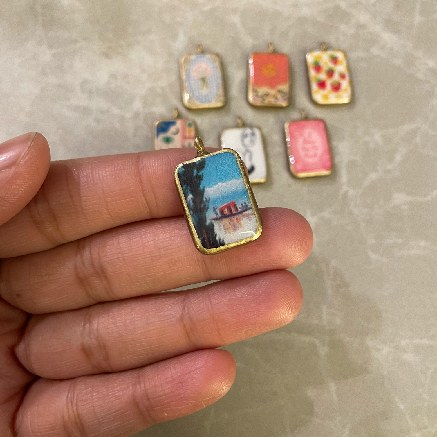 Pack of 5 - Mix Theme Basic Rectangle Shape Designs - Resin Base Earring Charms Pendant (RU53 - RU59)(4-5 day Dispatch) - ClartStudios - Polymer clay Jewellery