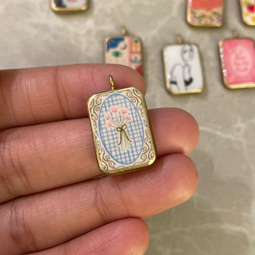 Pack of 5 - Mix Theme Basic Rectangle Shape Designs - Resin Base Earring Charms Pendant (RU53 - RU59)(4-5 day Dispatch) - ClartStudios - Polymer clay Jewellery