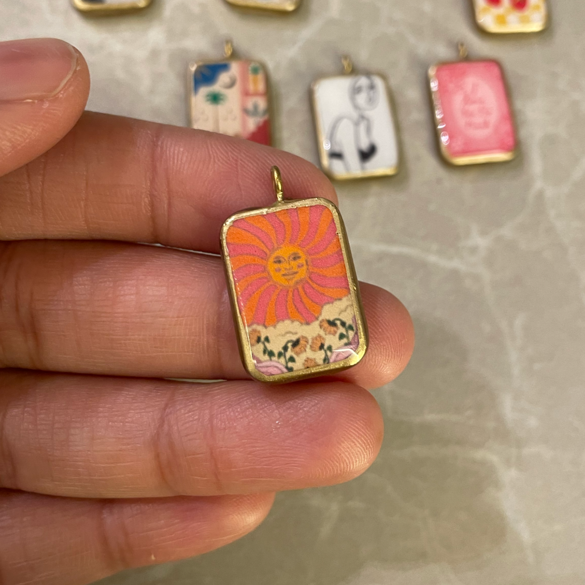 Pack of 5 - Mix Theme Basic Rectangle Shape Designs - Resin Base Earring Charms Pendant (RU53 - RU59)(4-5 day Dispatch) - ClartStudios - Polymer clay Jewellery