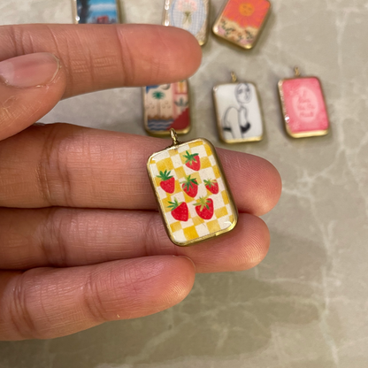 Pack of 5 - Mix Theme Basic Rectangle Shape Designs - Resin Base Earring Charms Pendant (RU53 - RU59)(4-5 day Dispatch) - ClartStudios - Polymer clay Jewellery