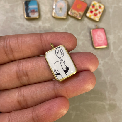 Pack of 5 - Mix Theme Basic Rectangle Shape Designs - Resin Base Earring Charms Pendant (RU53 - RU59)(4-5 day Dispatch) - ClartStudios - Polymer clay Jewellery