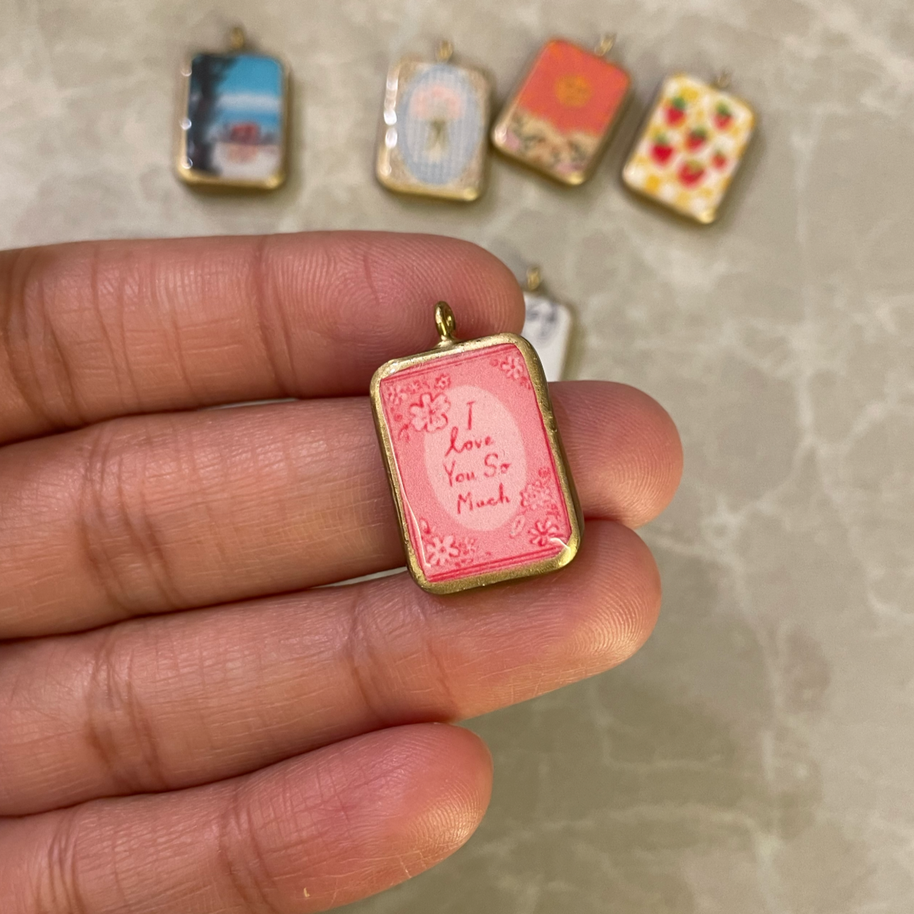 Pack of 5 - Mix Theme Basic Rectangle Shape Designs - Resin Base Earring Charms Pendant (RU53 - RU59)(4-5 day Dispatch) - ClartStudios - Polymer clay Jewellery