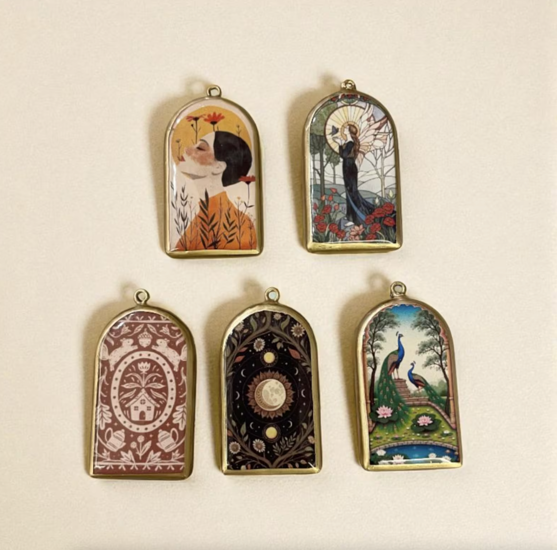Resin Pillar Earring Charms: Unique Pendant Designs (Set of 5)(4-5 day Dispatch) - ClartStudios - Polymer clay Jewellery