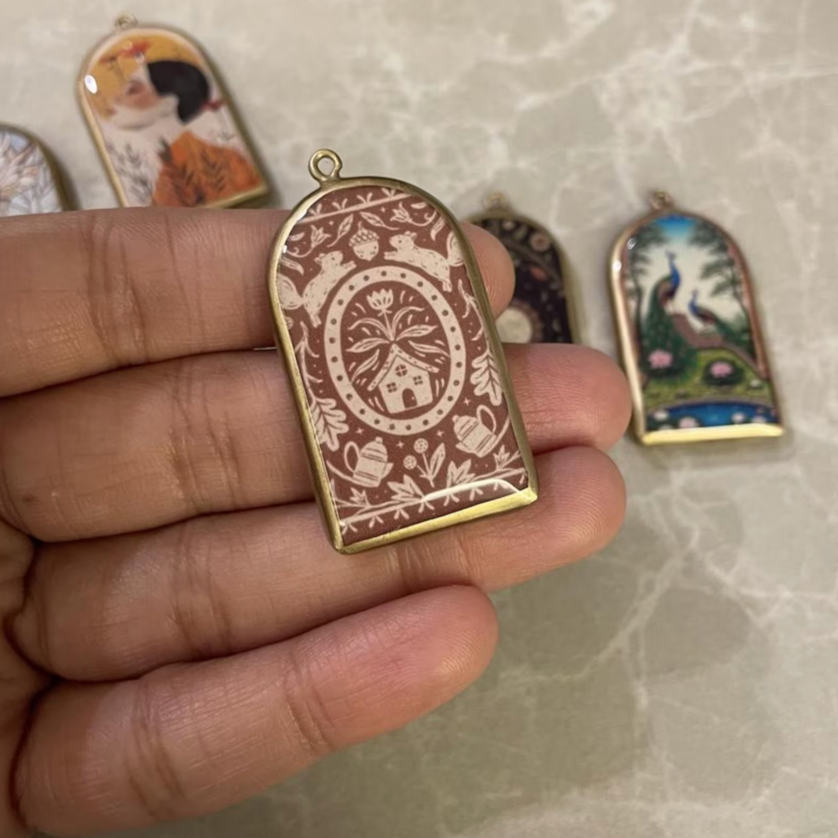 Resin Pillar Earring Charms: Unique Pendant Designs (Set of 5)(4-5 day Dispatch) - ClartStudios - Polymer clay Jewellery