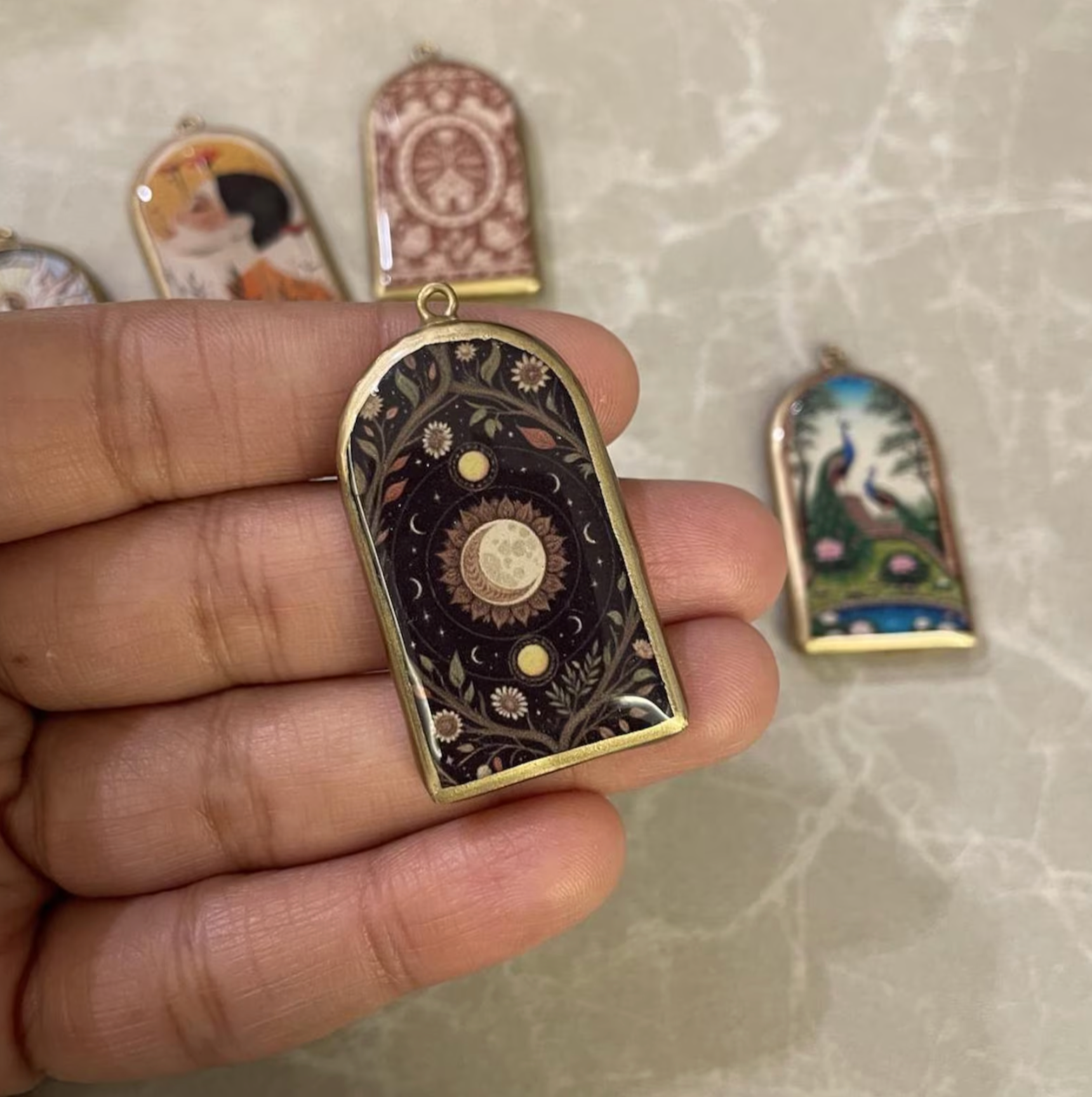 Resin Pillar Earring Charms: Unique Pendant Designs (Set of 5)(4-5 day Dispatch) - ClartStudios - Polymer clay Jewellery