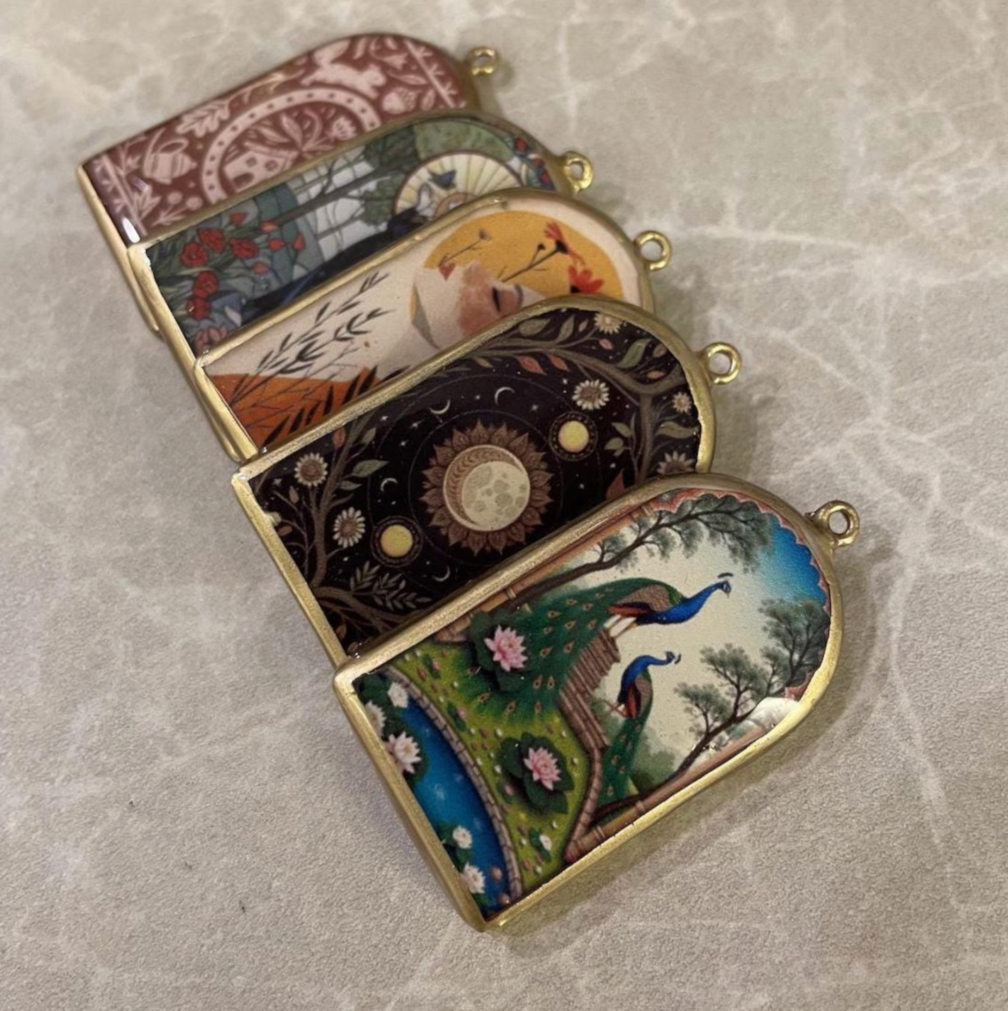 Resin Pillar Earring Charms: Unique Pendant Designs (Set of 5)(4-5 day Dispatch) - ClartStudios - Polymer clay Jewellery