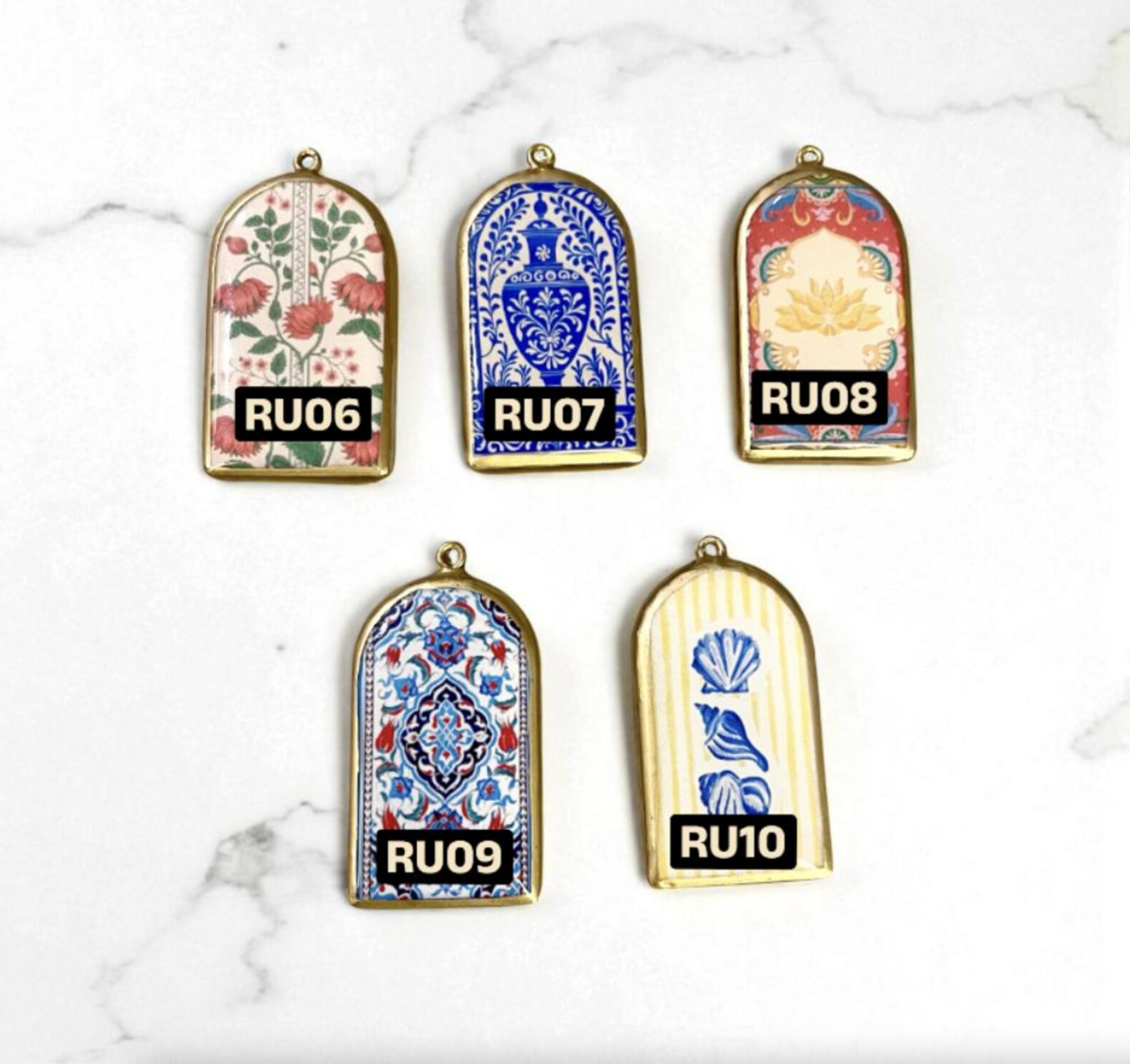 Resin Pillar Earring Charms: Islamic Vintage Design (Set of 5)(4-5 day Dispatch) - ClartStudios - Polymer clay Jewellery