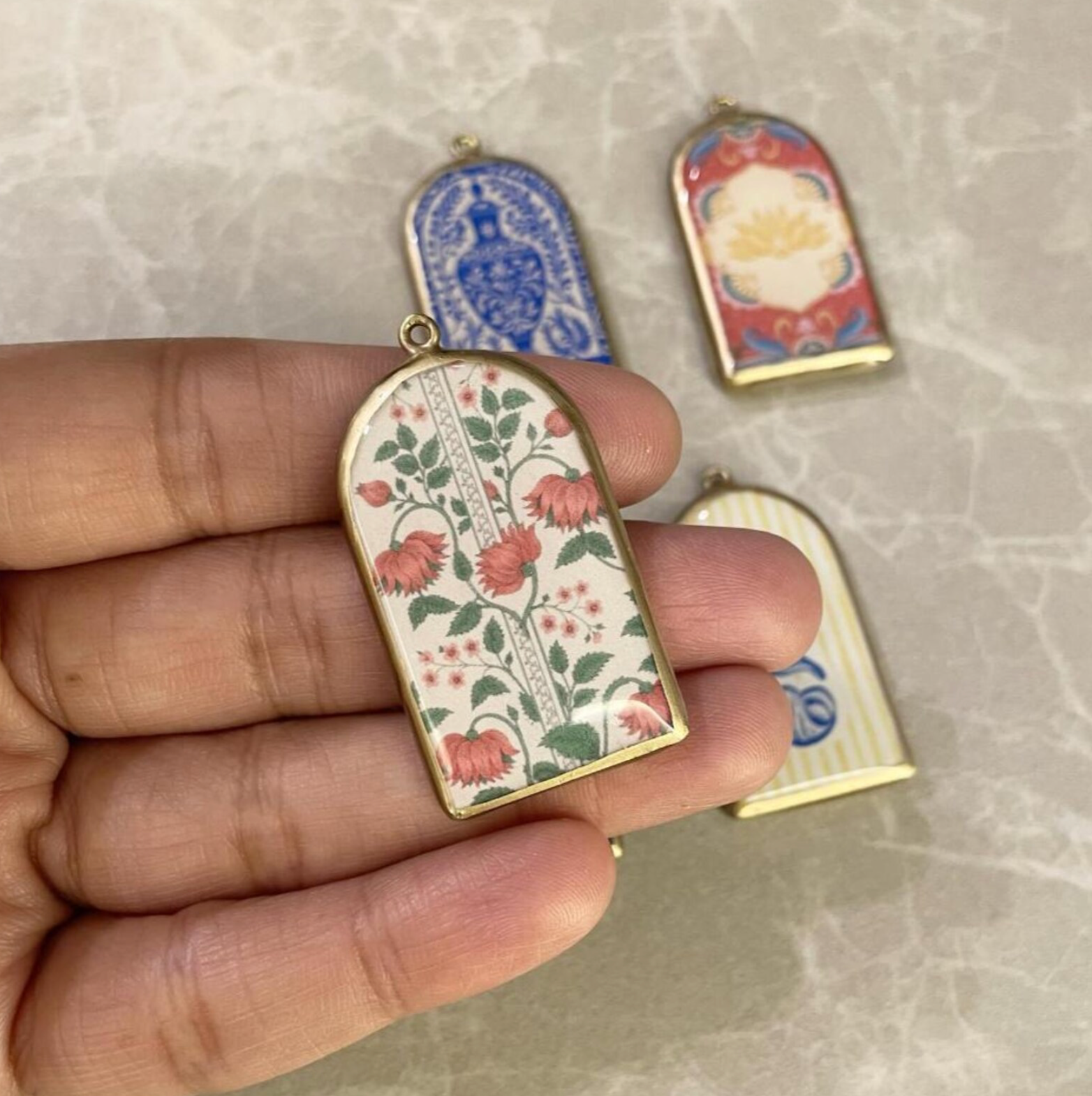 Resin Pillar Earring Charms: Islamic Vintage Design (Set of 5)(4-5 day Dispatch) - ClartStudios - Polymer clay Jewellery